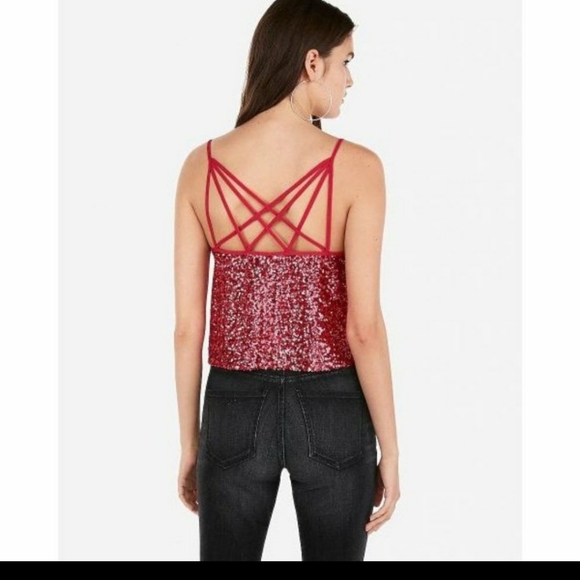 Express Tops - Sparkle and shine express cross back top crop spaghetti strap NWT